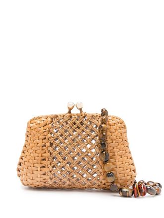 Serpui Blair woven-wicker clutch bag - Brown