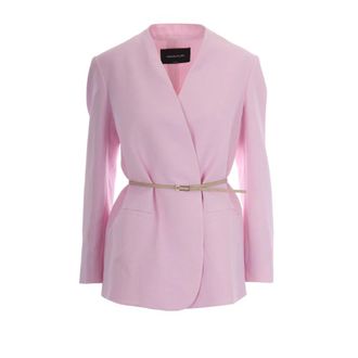 Fabiana Filippi Blazers, female, Pink, Size: 2XS Fluido di lino e viscosa Cinta in pelle