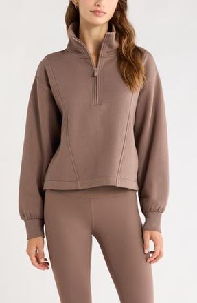 Zella Ultracozy Fleece Half Zip Pullover in Brown Quartz at Nordstrom Rack, Size X-Large