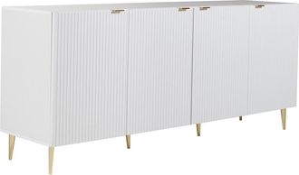 Vente-Unique Aparador con 4 puertas de MDF y acero - Blanco y dorado - YESINIA