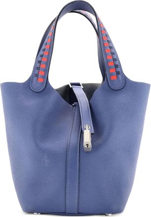 Hermès Picotin Lock Bag Tressage Epsom PM bucket bag - Blauw