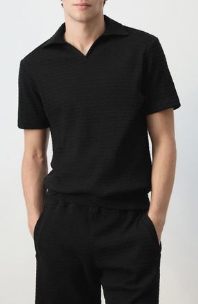 Mango Regular Fit Cotton Polo Shirt in Black at Nordstrom, Size X-Large