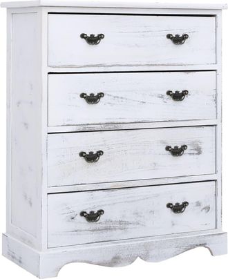 vidaXL Gabinete Con Cajones 60x30x75 Cm De Madera Blanca