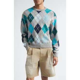 ERL Gender Inclusive Argyle Wool, Cotton & Mohair Blend Sweater in Multi at Nordstrom, Size X-Large