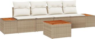 vidaXL Vidaxl - Conjunto De Sof&aacute; De Jard&iacute;n Con Coj&iacute;n 5 Pcs Beige Polirat&aacute;n