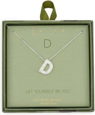 Leith Pavé Cubic Zirconia Initial Pendant Necklace in D- Clear- Silver at Nordstrom Rack