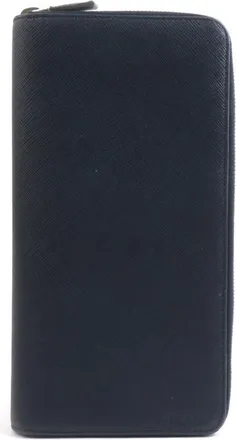 Prada Navy Leather Long Wallet (Bi-Fold) (Pre-Owned)