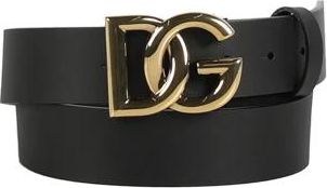 Dolce & Gabbana Zwart Logo Gesp Leren Riem - Heren - Riemen - Zwart - 95 CM - Leer - Accessoires