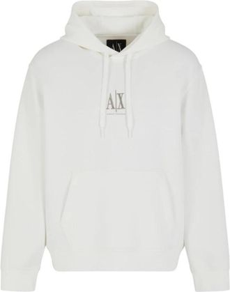 A|X Armani Exchange Hoodie met geborduurd logo - Heren - Hoodies - Wit - XS - Katoen - Hoodies & sweatvesten