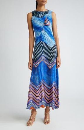 Ulla Johnson Natalia Ruched Sleeveless Maxi Dress in Neptune at Nordstrom Rack, Size Large