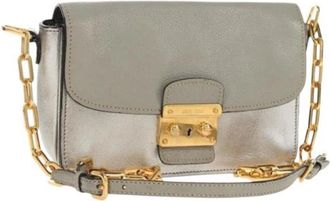 Miu Miu Pre-owned Cross Body Bags, female, Gray, Size: ONE SIZE Pre-owned Leather Shoulder Bag