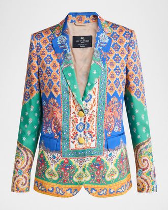 Etro Paisley-Print Single-Breasted Blazer