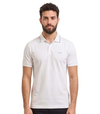 HUGO BOSS White Shirt Collar Polos