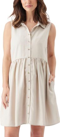 Ripe Chloe Button Down Sleeveless Tencel Maternity Dress in Sand at Nordstrom, Size X-Large