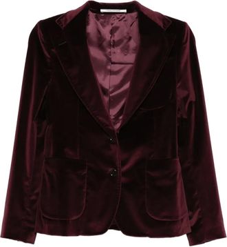 Tagliatore Blazer in velluto con tasche applicate - Rosso