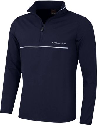 Oscar Jacobson Mens Darwin Sweater - Navy/White - S