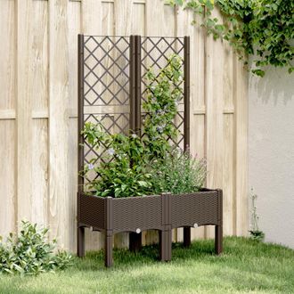 vidaXL Jardinera Con Enrejado Pp Marr&oacute;n 80x40x142 Cm Vidaxl