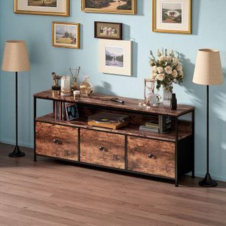 OEM Mueble De Tv Led De Sal&oacute;n - Estilo Retro - Madera - Paneles De Part&iacute;culas - 3 Cajones 1 Estante - Mueble De Almacenamiento - 108x29x57 Cm