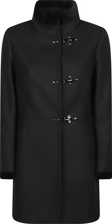 Fay Black Virginia Structured High-Collar Wool-Blend Coat