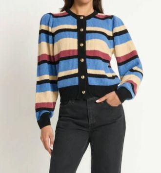 Nation Ltd Carmela Button Down Cardigan In Velour Multi Stripe