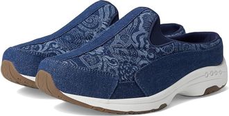 Easy Spirit Traveltime 737 Womens Clog Shoes Dark Blue Floral Denim : 6.5 WW (EE), Denim/Synthetic