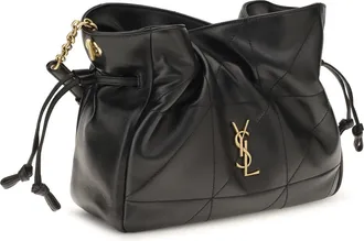 Saint Laurent Womens Jamie Pouch With Strap Nero Lamb Ovis Aries Clutches