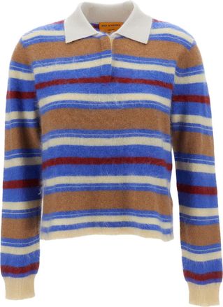 Guest In Residence Multicolor Grizzly Cropped Boucl&eacute; Cashmere Rugby Polo Shirt