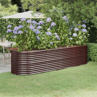 Berkfield Home Garden Raised Bed Powder-coated Steel 296x80x68 cm Brown | Size: 296 x 80 x 68 cm