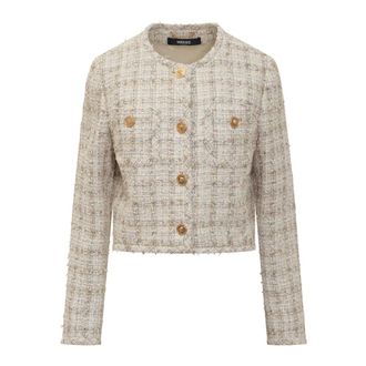 Versace Dames, Jassen, Wit, Maat: XL Tweed