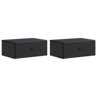 vidaXL Mesita De Noche De Pared 2 Pcs Negro 49 X 34,5 X 20 Cm Vidaxl