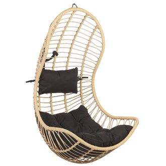 Beliani Beliani - Silla Colgante De Rat&aacute;n Color Natural Para Interior-exterior Forma Curva Boho Pineto