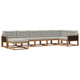 vidaXL Conjunto De Sof&aacute;s De Exterior 7 Pcs Natural Y Gris Claro Vidaxl