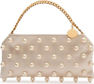 Stella McCartney Stella Mccartney Falabella Mini Faux Pearl-embellished Satin Shoulder bag - White - One Size