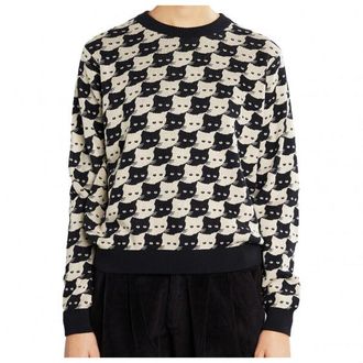 Dedicated Sweater Arendal Pepita Cats Pullover f&uuml;r Damen | schwarz