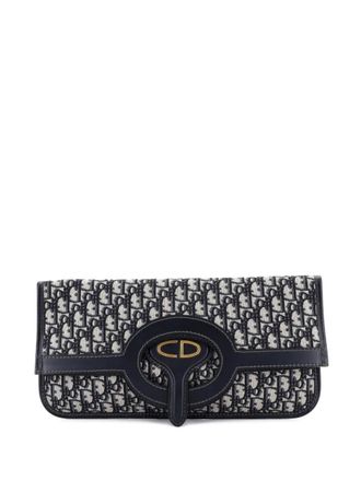 Dior Fold Over Oblique Canvas clutch bag - women - Canvas - One Size - Blue