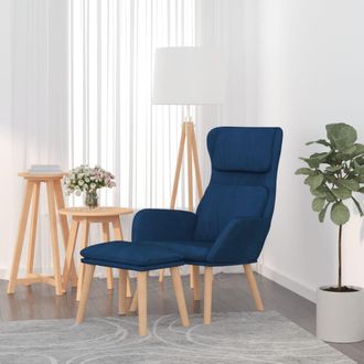 vidaXL Sill&oacute;n De Relax Con Taburete Terciopelo Azul Vidaxl