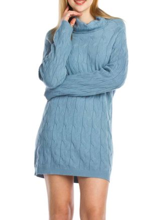 Papillon Cable Knit Sweater Dress In Dark Blue