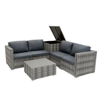 MonsterShop Rattan Modular 6 Piece Furniture Set - Grey
