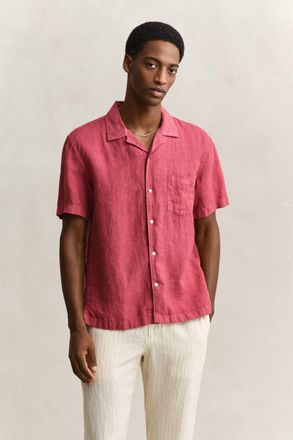 GANT Men Short Sleeve Linen Shirt (M) DUSTY BRICK RED
