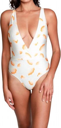 Sauipe Swimwear Jacky Deep Plunge One Piece Swimsuit In Ginkgo Ivory