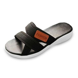 Generic Womens Summer Fashion Flip Flops Outdoor Casual Comfortable Beach Cloth Slippers for Ladies with Soft Sole Lightweight Design (Black, 4.5)