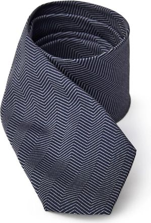 Jil Sander Blauwe zijden stropdas met microstrepen - Heren - Stropdassen - Blauw - ONE Size - Accessoires