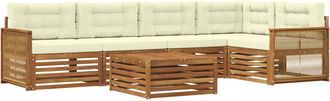 vidaXL Conjunto De Sof&aacute;s De Exterior 6 Uds. Natural Y Crema Vidaxl