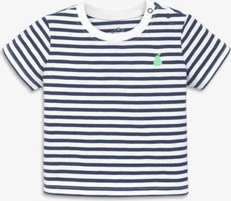 primary Baby Embroidered Stripe Tee in Sunwashed Navy White Stripes at Nordstrom, Size 18-24M