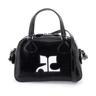 Courr&egrave;ges Handbags, female, Black, Size: ONE SIZE Patent Leather Reedition Box Handbag