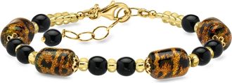 Ross-Simons Italian Leopard-Print Murano Glass Bead Bracelet in 18kt Gold Over Sterling