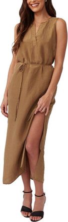 Bella Dahl Sleeveless Belted Linen-Blend Maxi Dress