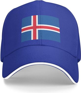 Generic Iceland Hat Iceland Flag Baseball Cap Icelandic Hat for Women Men Trucker Hat Dad Hat Adjustable Hat, Blue, One size