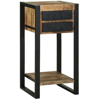 vidaXL Vidaxl - Mesa Auxiliar Con Caj&oacute;n Marr&oacute;n Madera Maciza De Mango Rugosa