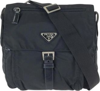 Prada Pre-owned Tessuto Nylon Schoudertas - Dames - Vintage Schoudertas - Zwart - ONE Size - Nylon - Vintage